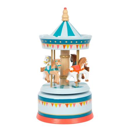 Boîte à musique carrousel à chevaux Bleu 2 - vertbaudet enfant 