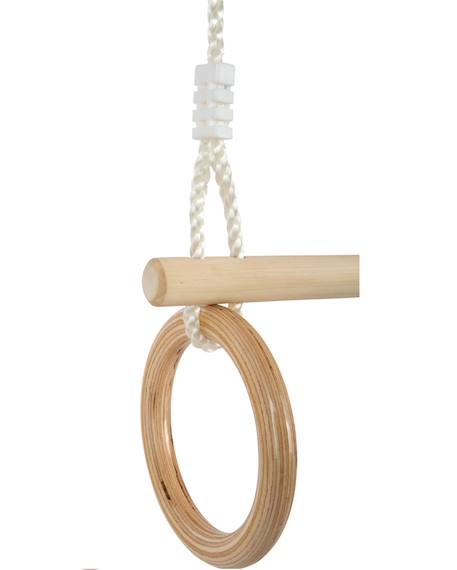 Trapèze avec anneaux de gymnastique en bois Beige 2 - vertbaudet enfant 