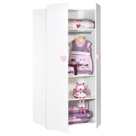 Armoire bébé 2 portes - basic Blanc+Blanc/gris+Blanc/rose 12 - vertbaudet enfant 