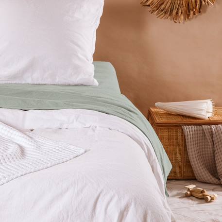 Housse de couette satin de coton bio lavé 1 personne Ambre+Blanc craie+Cyprès+Lin+Peach+Tilleul 7 - vertbaudet enfant 