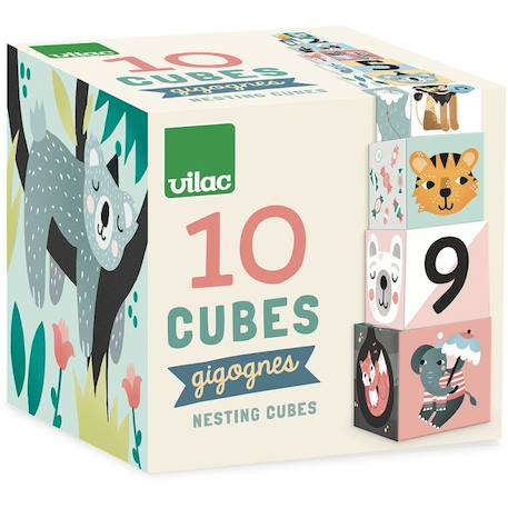 Cubes gigognes - les animaux Bleu 4 - vertbaudet enfant 