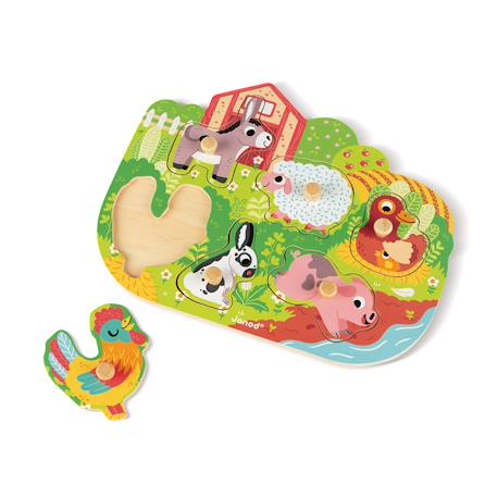 Puzzle en bois happy farm Vert 4 - vertbaudet enfant 