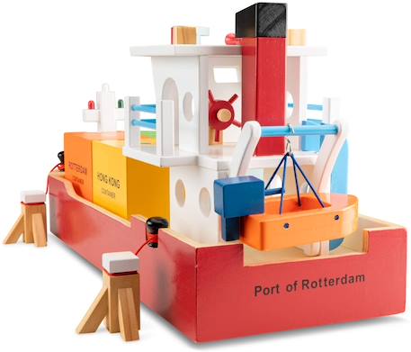 Bateau-container avec 4 containers Rouge 4 - vertbaudet enfant 