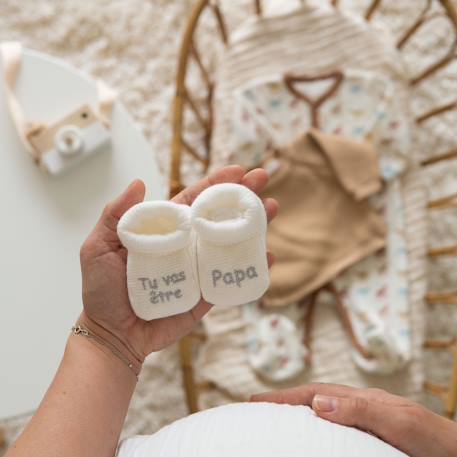 Chaussons naissance pour annoncer la grossesse Blanc 4 - vertbaudet enfant 