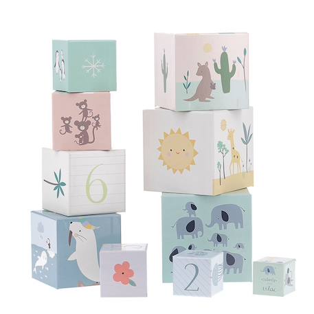 Cubes gigognes animaux du monde Beige 1 - vertbaudet enfant 