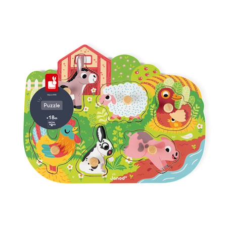Puzzle en bois happy farm Vert 5 - vertbaudet enfant 