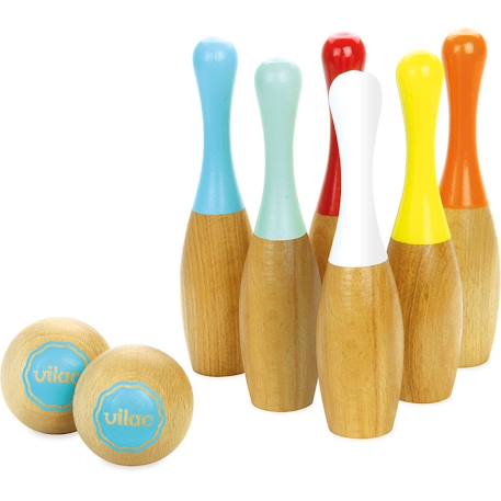 Jeu de quilles bowling bicolores Beige 1 - vertbaudet enfant 