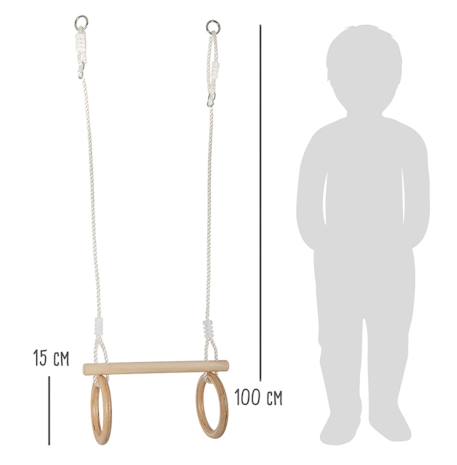 Trapèze avec anneaux de gymnastique en bois Beige 5 - vertbaudet enfant 