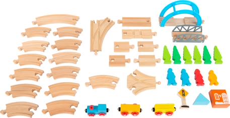 Chemin de fer en bois grand voyage Beige 2 - vertbaudet enfant 