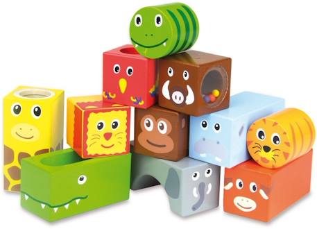 Cubes sonores animaux de la savane Jaune 2 - vertbaudet enfant 