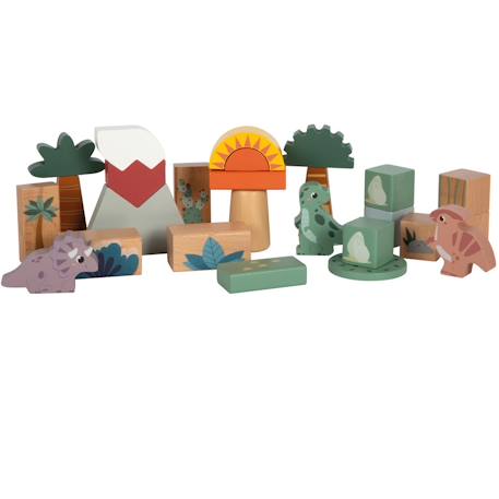 Blocs de construction en bois dino Beige 2 - vertbaudet enfant 