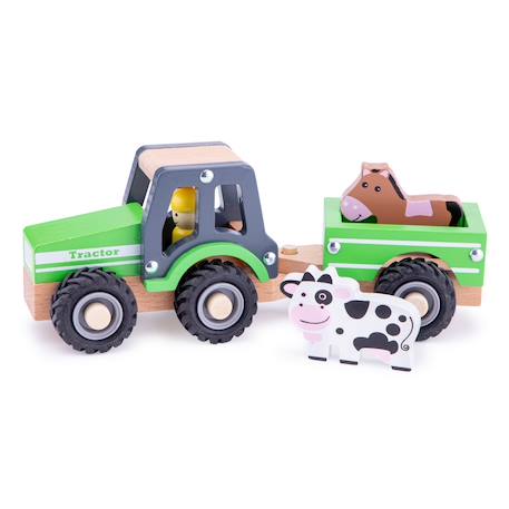 Tracteur avec remorque et animaux Vert 1 - vertbaudet enfant 