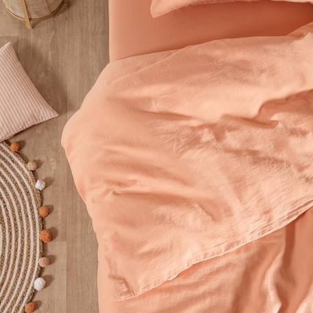 Housse de couette satin de coton bio lavé 1 personne Ambre+Blanc craie+Cyprès+Lin+Peach+Tilleul 25 - vertbaudet enfant 