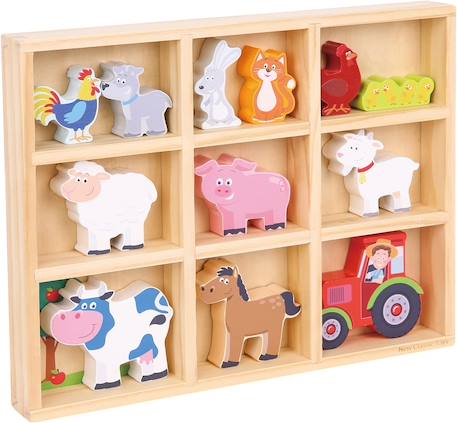 Figurines en bois animaux ferme Beige 1 - vertbaudet enfant 
