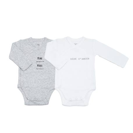 Lot de 2 bodies bébé manches longues Gris 1 - vertbaudet enfant 