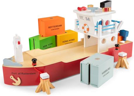 Bateau-container avec 4 containers Rouge 1 - vertbaudet enfant 