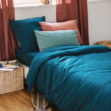 Housse de couette 1 personne pur coton bio Blanc+Bleu nuit+Ecru+Eucalyptus+Gris tourterelle+Rose nude+Terracotta 11 - vertbaudet enfant 