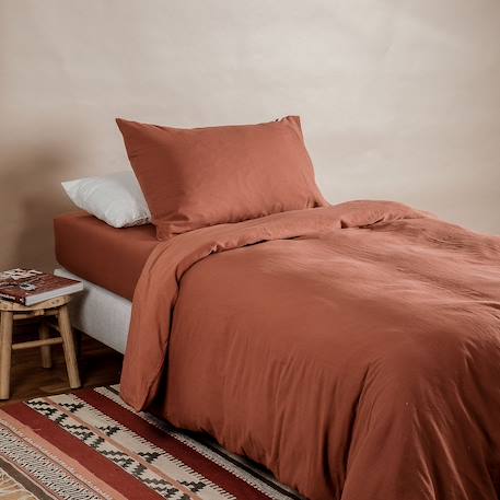 Housse de couette 1 personne pur coton bio Blanc+Bleu nuit+Ecru+Eucalyptus+Gris tourterelle+Rose nude+Terracotta 37 - vertbaudet enfant 