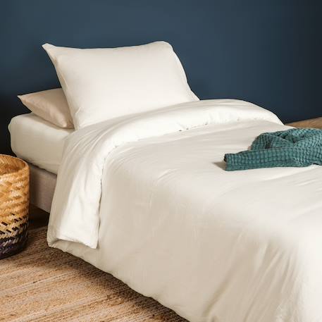 Housse de couette 1 personne pur coton bio Blanc+Bleu nuit+Ecru+Eucalyptus+Gris tourterelle+Rose nude+Terracotta 13 - vertbaudet enfant 