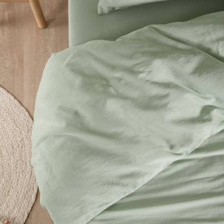 Housse de couette satin de coton bio lavé 1 personne Ambre+Blanc craie+Cyprès+Lin+Peach+Tilleul 31 - vertbaudet enfant 