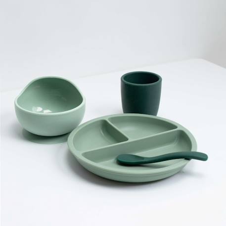 Coffret repas silicone 4 pièces Vert 1 - vertbaudet enfant 