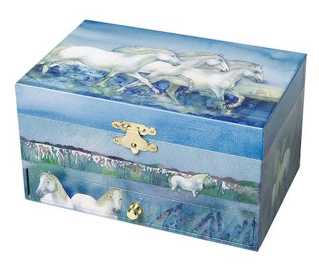 Boîte à bijoux musicale cheval camargue Bleu 1 - vertbaudet enfant 