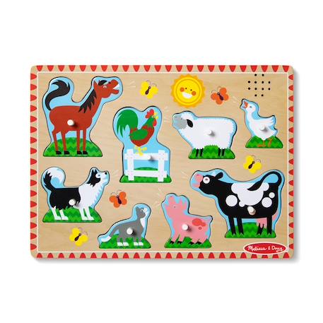 Puzzle sonore animaux de la ferme Rouge 1 - vertbaudet enfant 