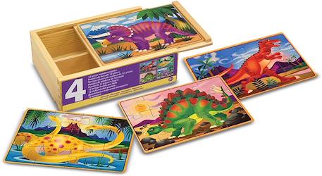 Ensemble puzzles dinosaures 12 pièces Marron 1 - vertbaudet enfant 