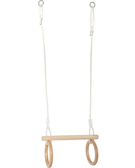 Trapèze avec anneaux de gymnastique en bois Beige 1 - vertbaudet enfant 
