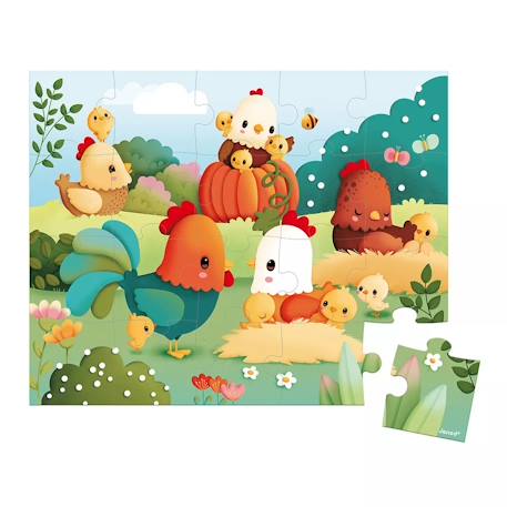 Puzzle bienvenu dans la basse-cour 20 pièces Vert 2 - vertbaudet enfant 