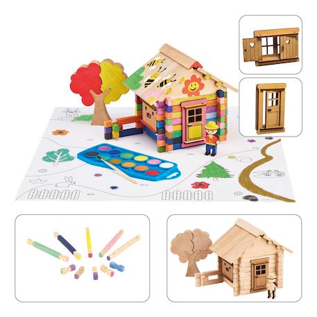 Chalet en bois à peindre 85 pcs Beige 4 - vertbaudet enfant 