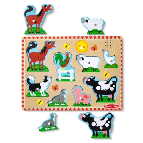 Puzzle sonore animaux de la ferme Rouge 3 - vertbaudet enfant 