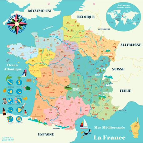 Carte de france magnétique ingela p. Arrhenius Bleu 2 - vertbaudet enfant 
