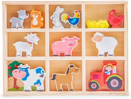Figurines en bois animaux ferme Beige 4 - vertbaudet enfant 