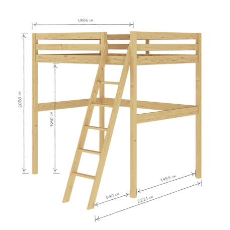 Lit mezzanine 2 places bois massif aaron Blanc+Bois 10 - vertbaudet enfant 