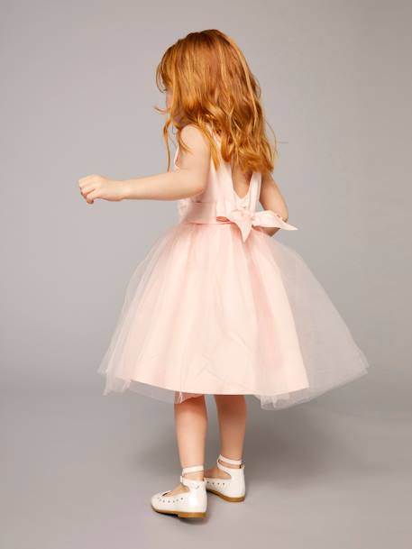 Robe cérémonie fille satin et tulle blanc+Rose poudré 12 - vertbaudet enfant 