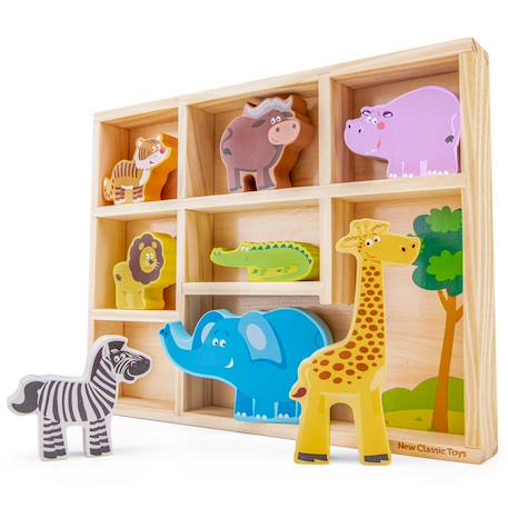 Figurines en bois animaux safari Beige 2 - vertbaudet enfant 
