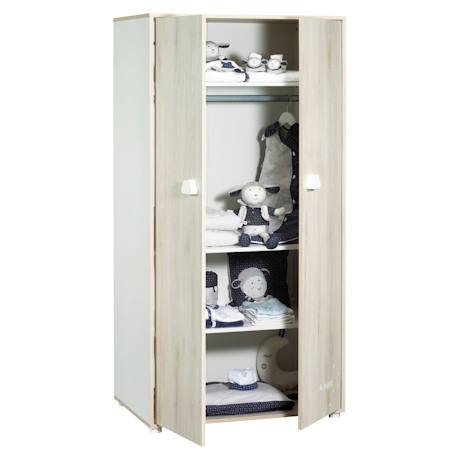 Armoire 2 portes en bois - smile Beige+Gris 2 - vertbaudet enfant 