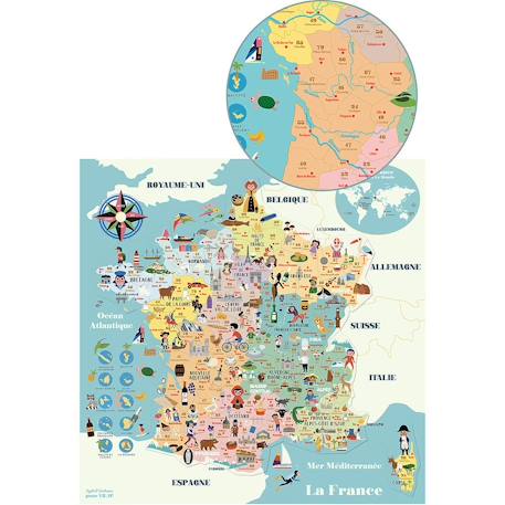 Carte de france magnétique ingela p. Arrhenius Bleu 3 - vertbaudet enfant 