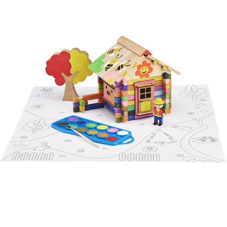 Chalet en bois à peindre 85 pcs Beige 3 - vertbaudet enfant 
