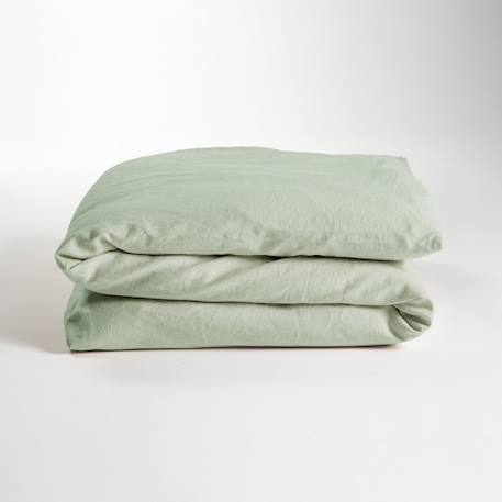 Housse de couette satin de coton bio lavé 1 personne Ambre+Blanc craie+Cyprès+Lin+Peach+Tilleul 32 - vertbaudet enfant 