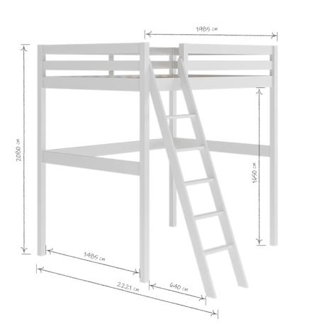 Lit mezzanine 2 places bois massif aaron Blanc+Bois 4 - vertbaudet enfant 
