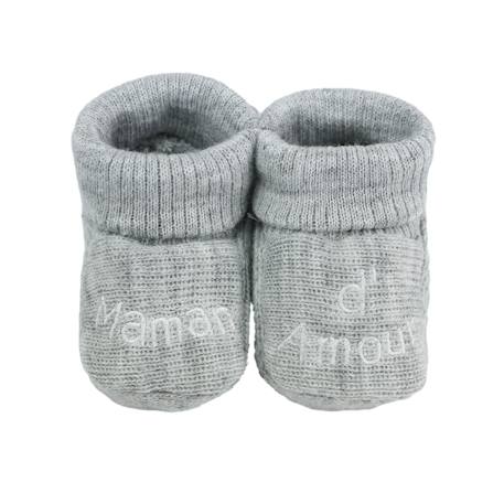 Chaussons naissance - message maman d'amour Blanc+Gris+Moutarde+Vert 5 - vertbaudet enfant 