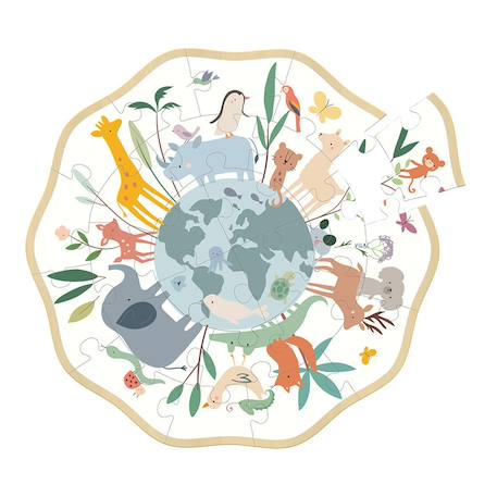 Puzzle en bois autour du monde 24 pcs Blanc 2 - vertbaudet enfant 