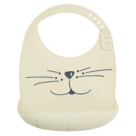Bavoir silicone avec récupérateur Vanille+Vert sapin 1 - vertbaudet enfant 