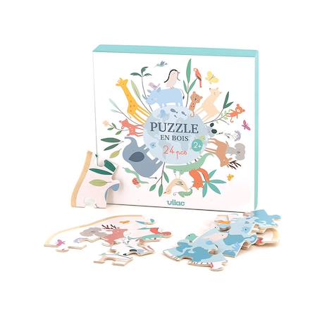 Puzzle en bois autour du monde 24 pcs Blanc 3 - vertbaudet enfant 