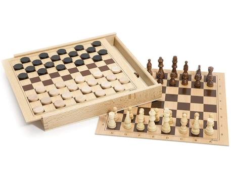 Coffret jeu de dames et d'echecs Beige 2 - vertbaudet enfant 