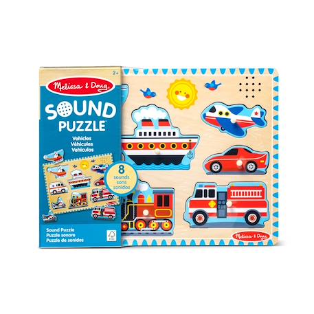 Puzzle sonore véhicules Bleu 3 - vertbaudet enfant 