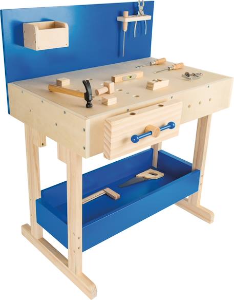 Kikuo établi Enfant En Bois – 24 Pièces D’outils, Valise De Bricolage, Jeu éducatif 3-5 Ans, Motricité Et Créativité