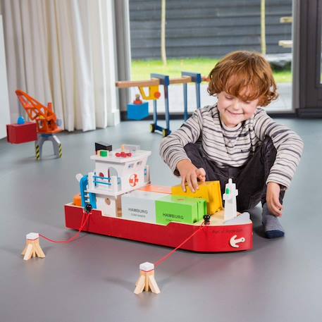 Bateau-container avec 4 containers Rouge 5 - vertbaudet enfant 